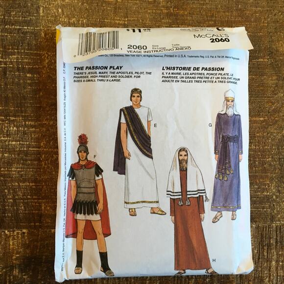McCalls Sewing Pattern 2060 Passion Play Christmas Pagent Costume XS-XL UNCUT - Picture 2 of 2
